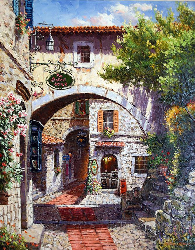 Cafe Eze European Towns Oil Paintings